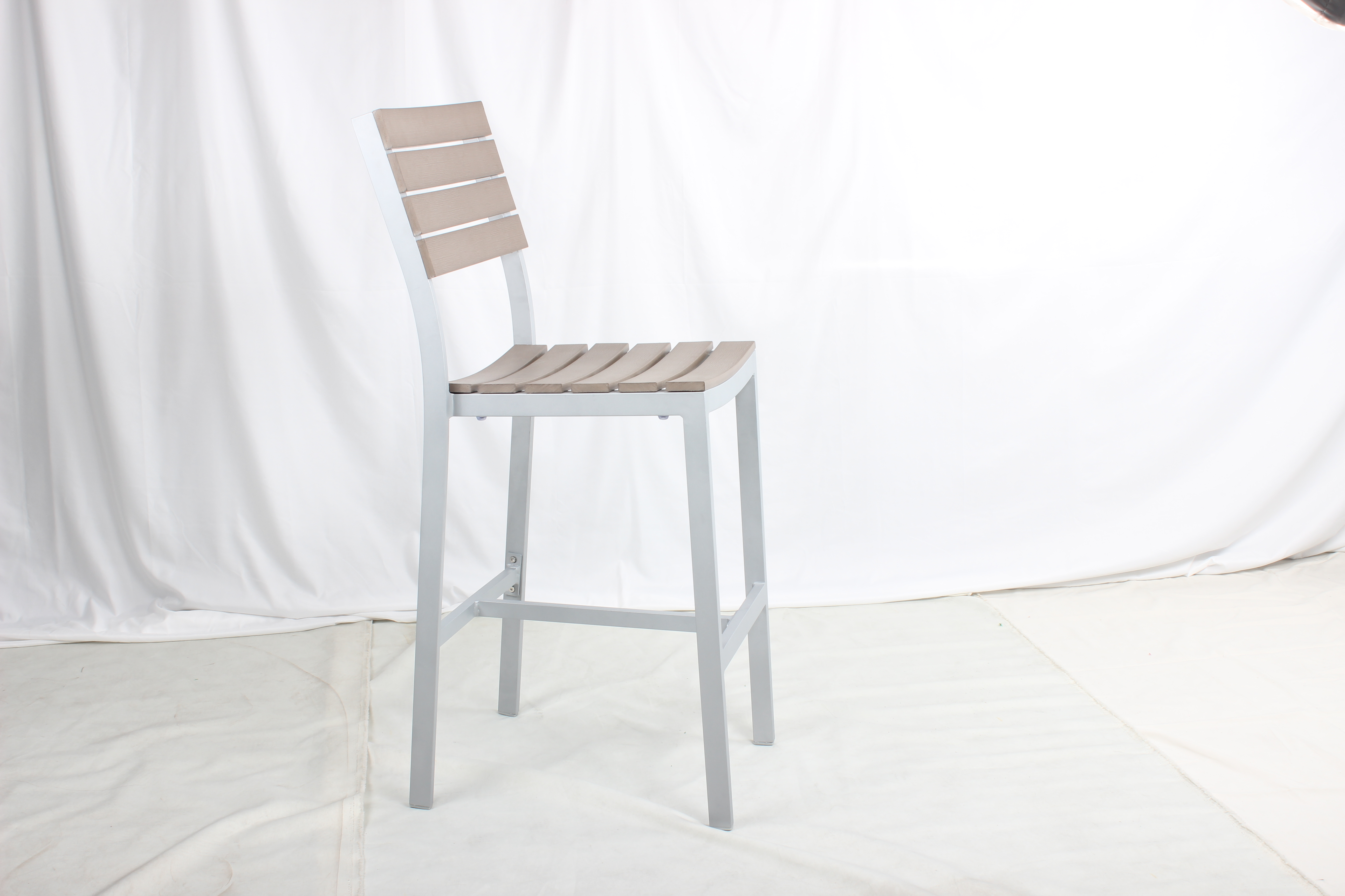 Outdoor patio aluminum armless bar chair