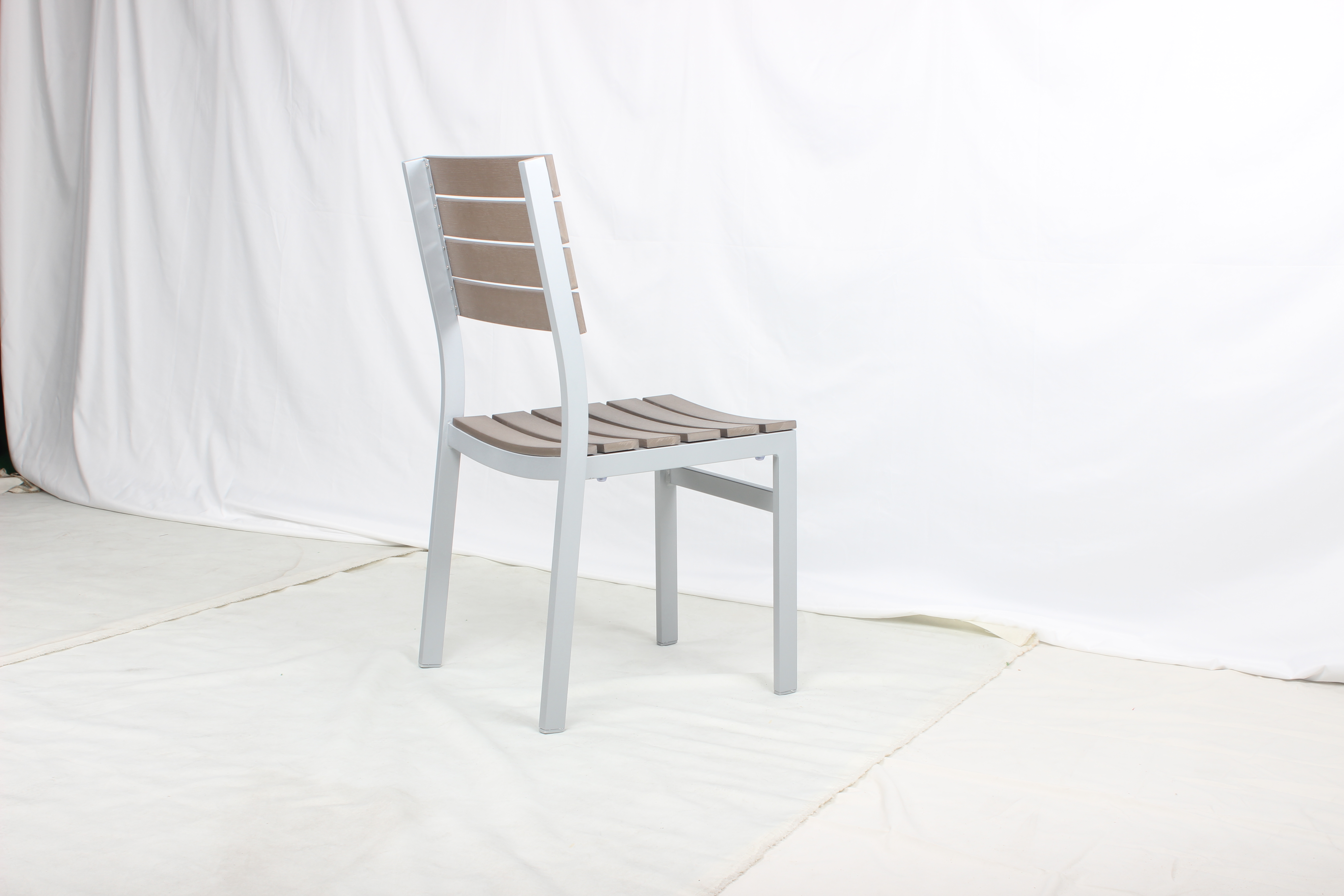 Outdoor aluminum plastic wood armless dining chair