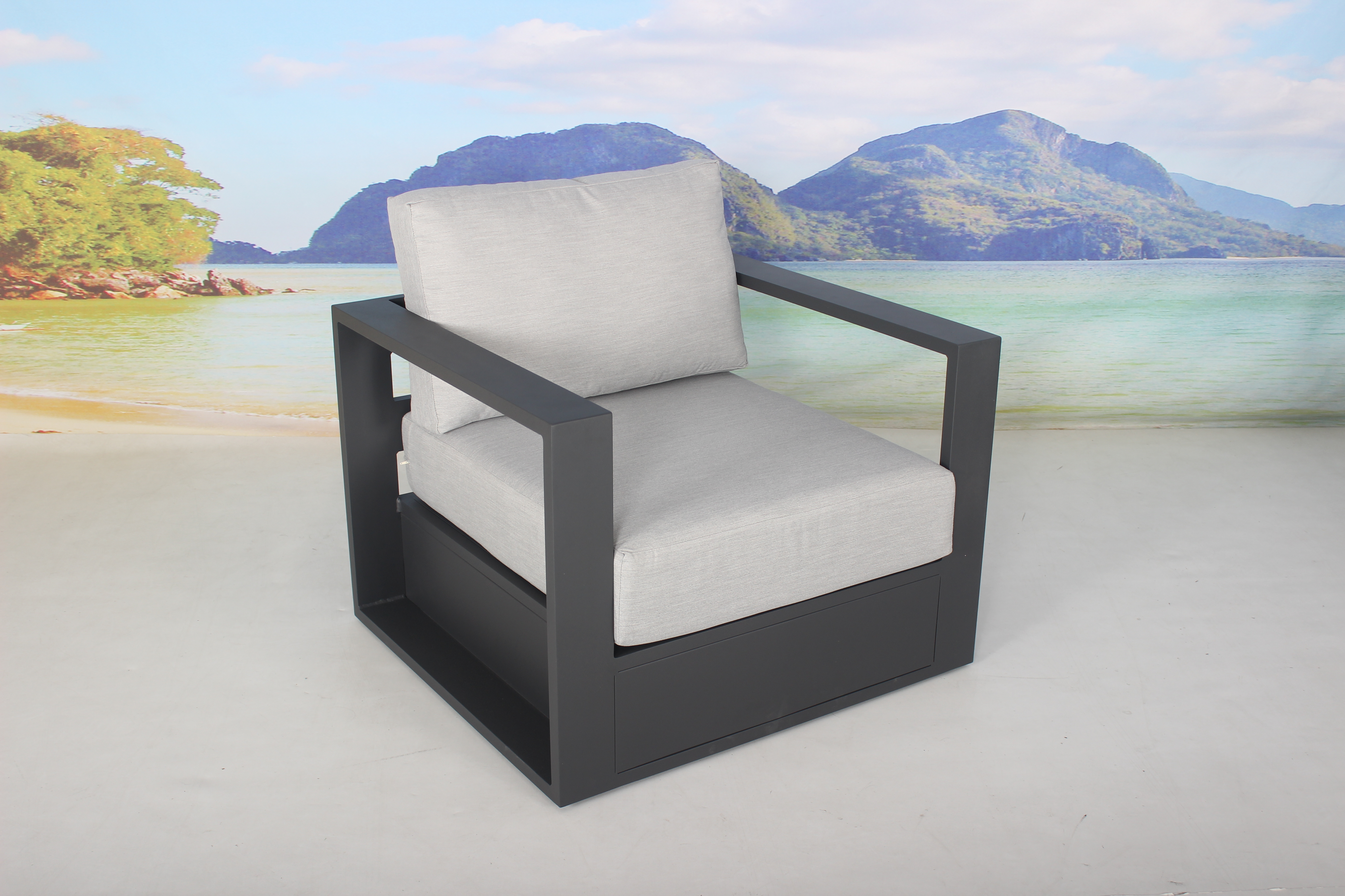 5 seater black aluminum patio furniture sofa 