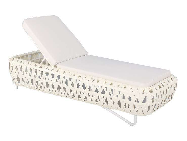 White pool side furniture rattan sun lounger