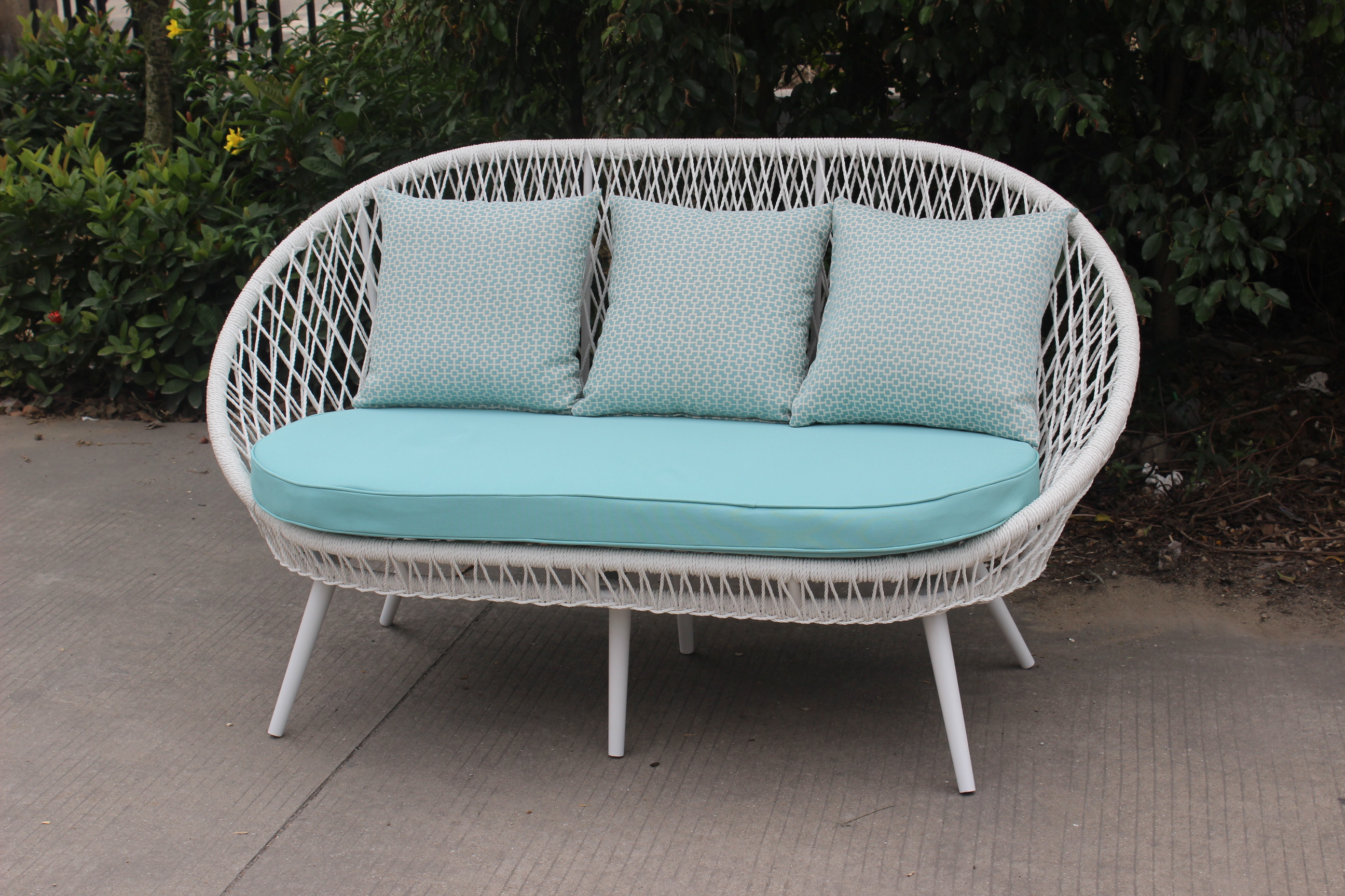 White patio terrace rope sofa furniture set