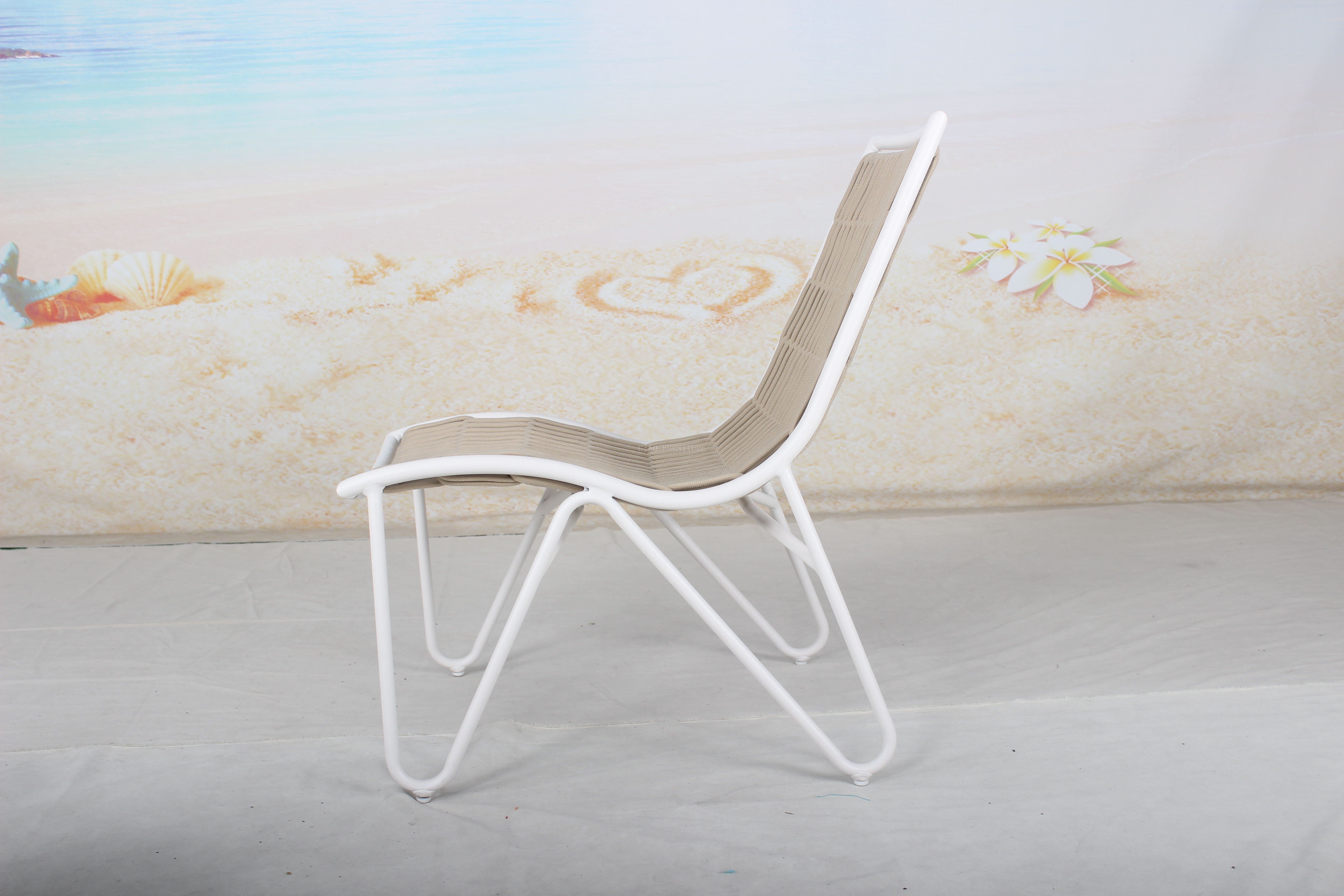 Aluminum patio rope chair with ottoman