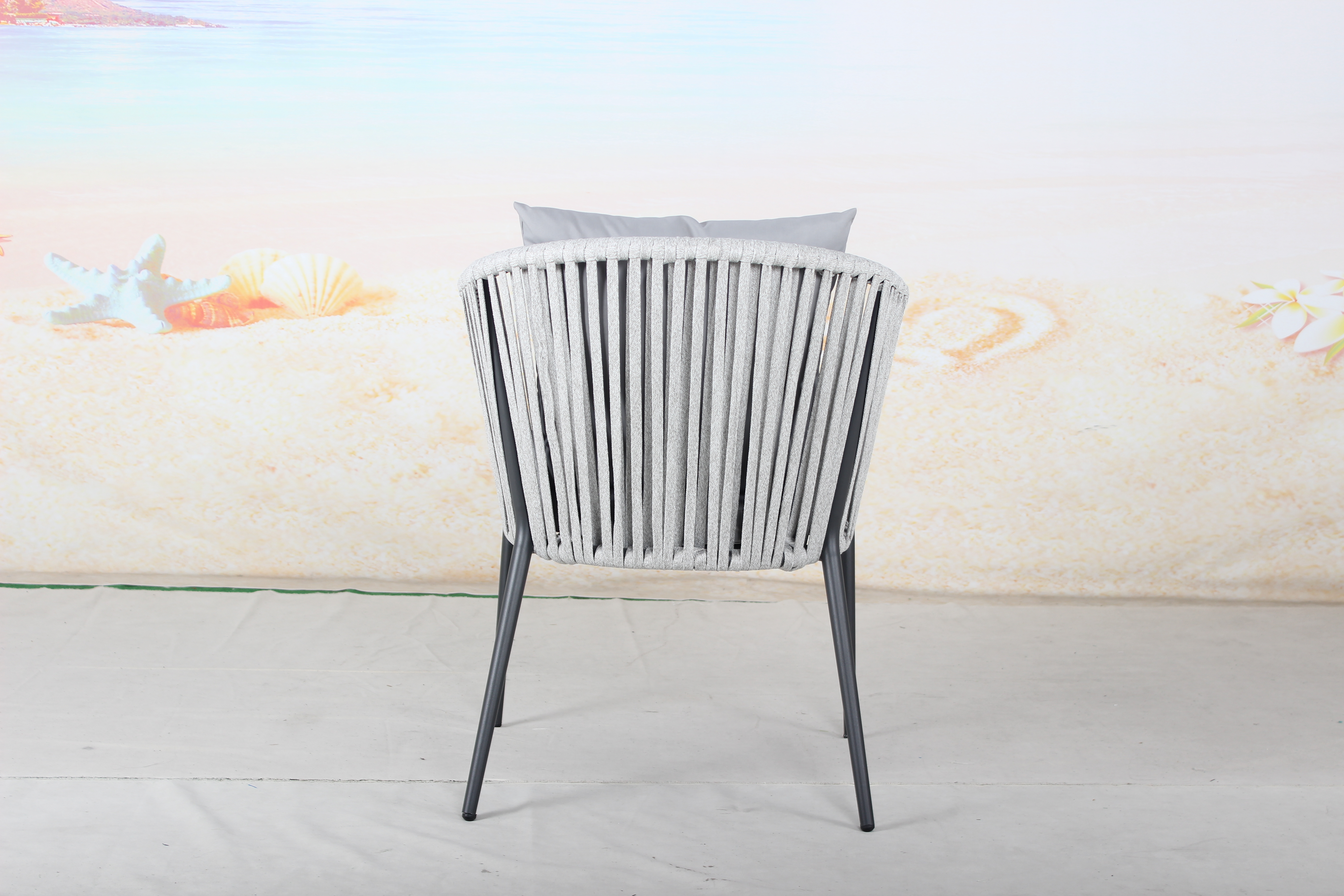 Grey rope garden patio dining chair