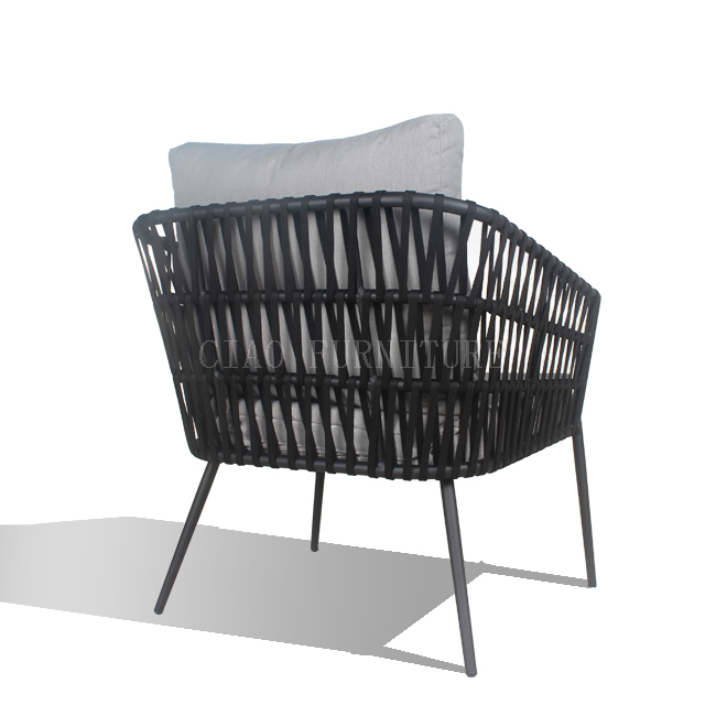 Black rope patio outdoor dining chair from China manufacturer CIAO