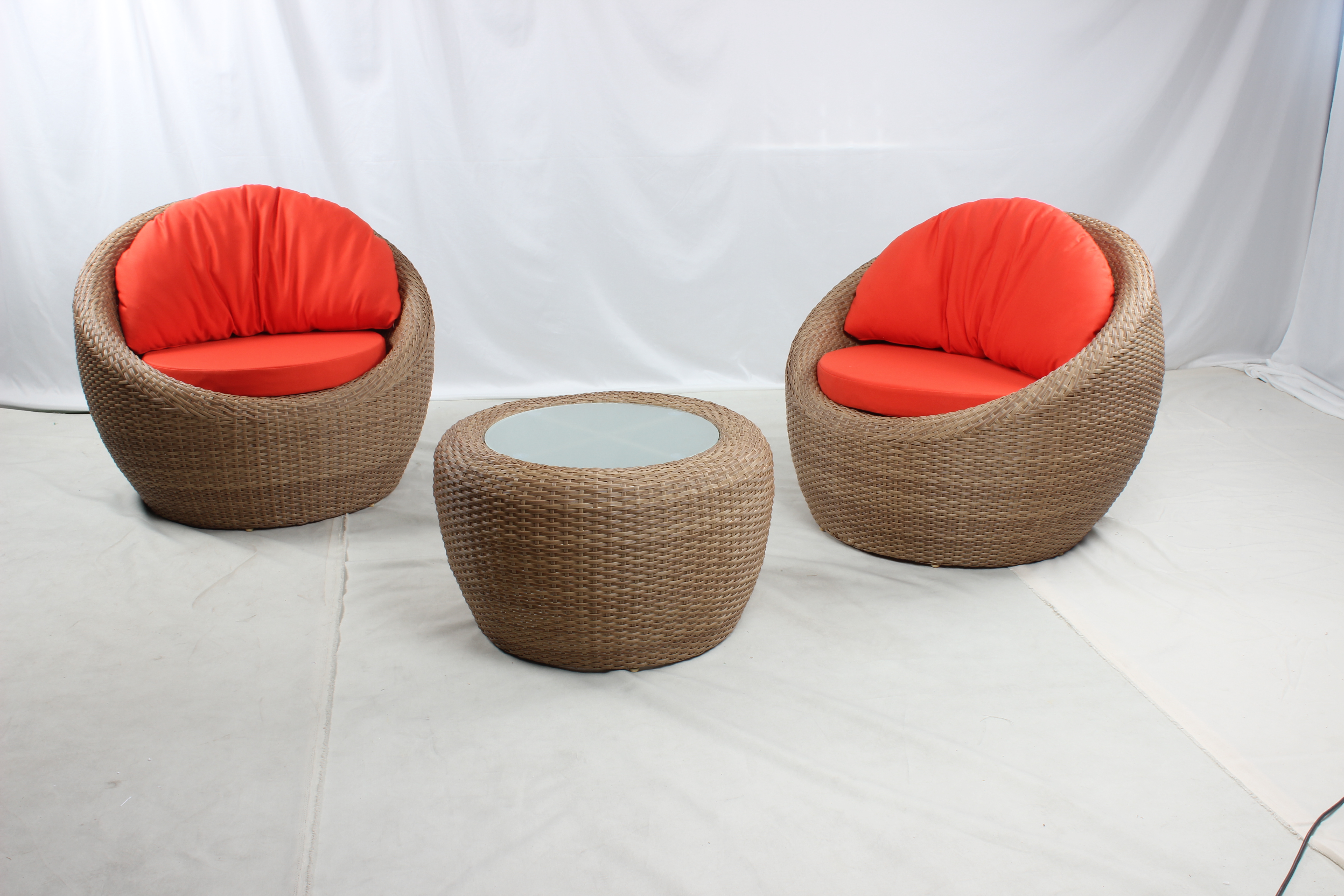 3 pieces patio wicker bistro chairs set