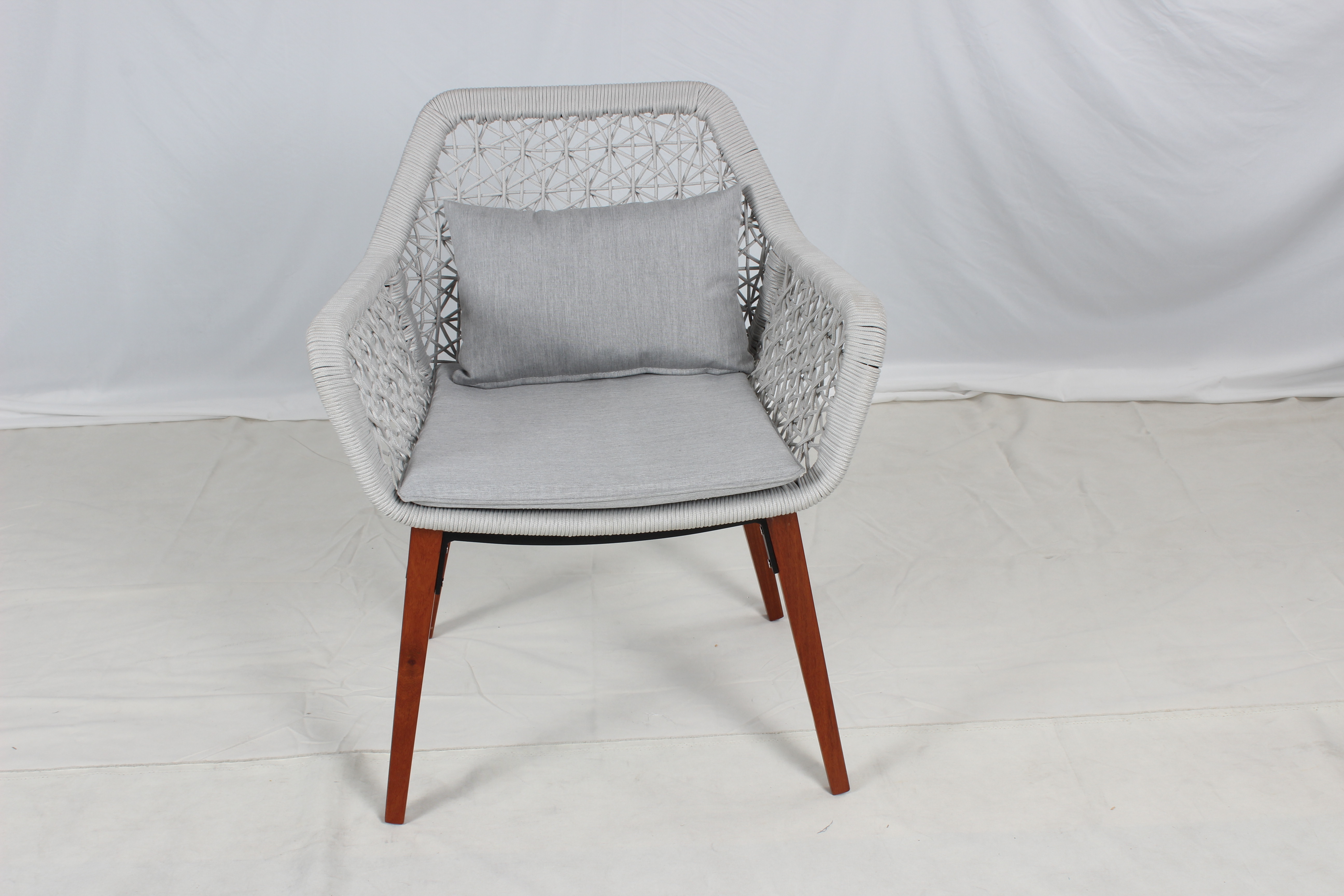 Outdoor grey rope teak garden chair from China manufacturer CIAO
