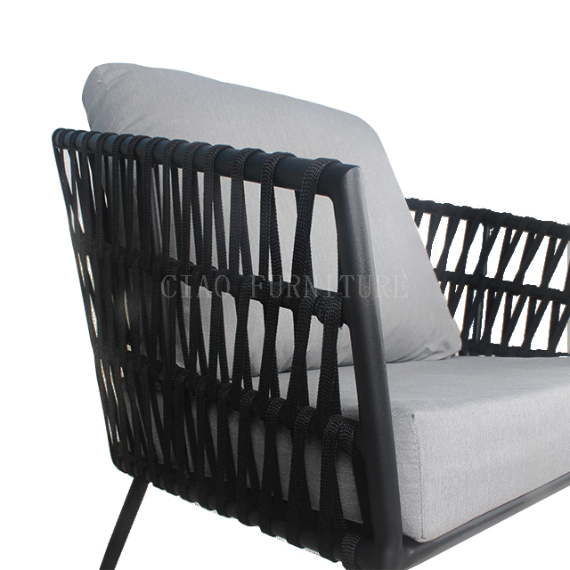 Black rope patio outdoor dining chair