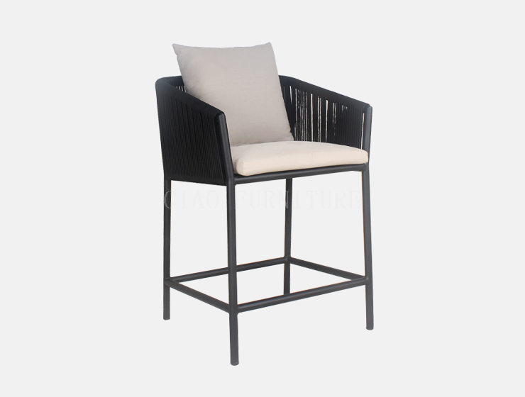 Rope black stylish hotel outdoor bar chair