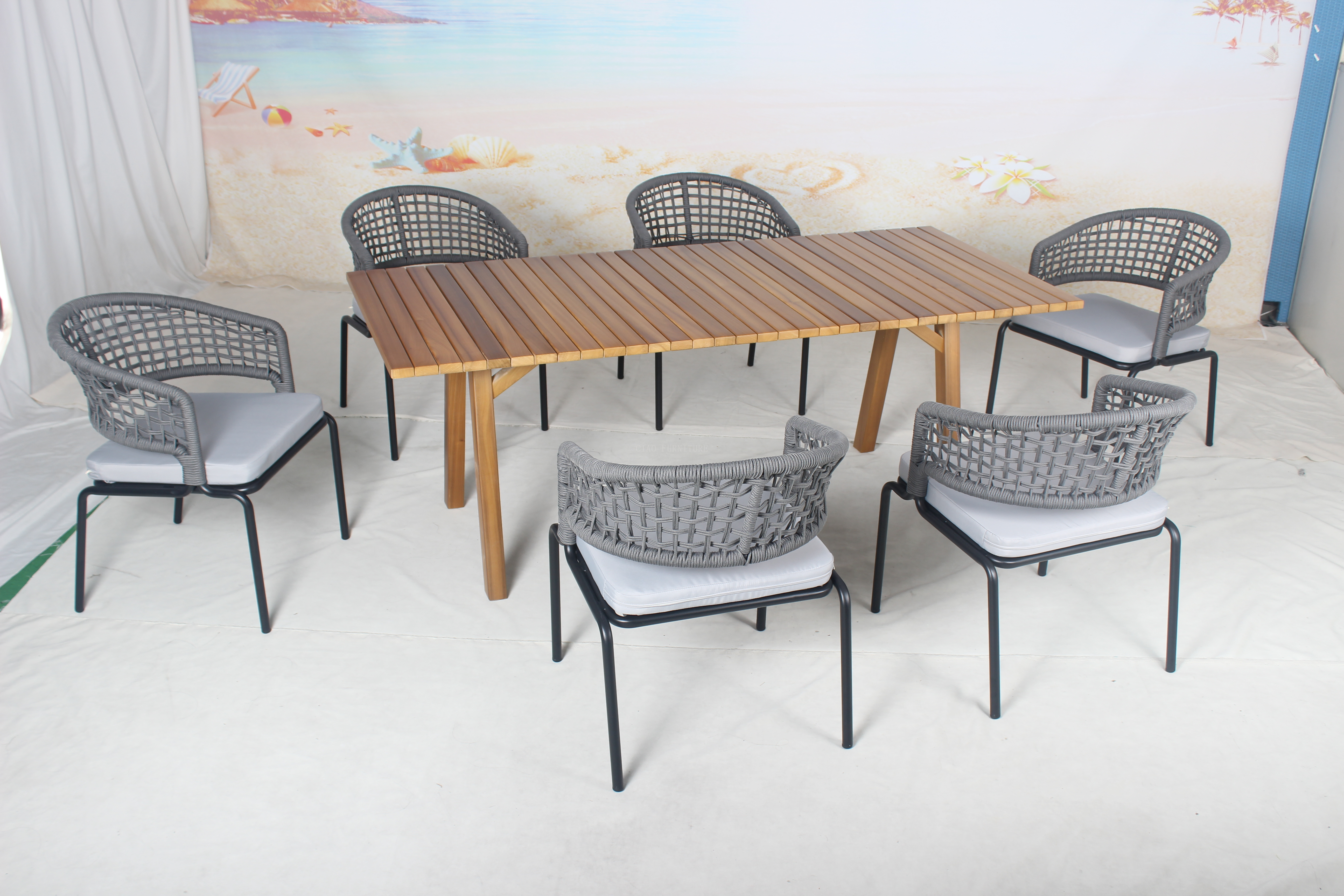 Aluminum outdoor hotel dining table and chairs