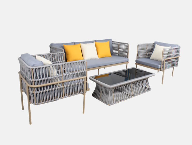 Wicker gray modern outdoor sofa set