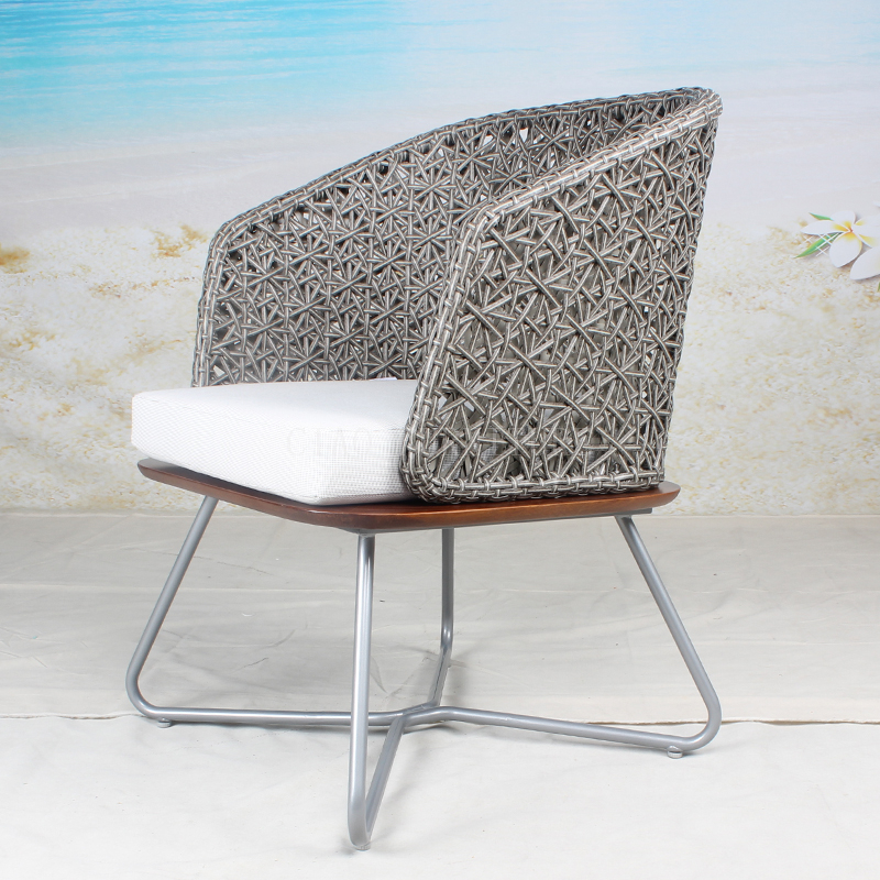wicker braided grey modern outdoor single chair
