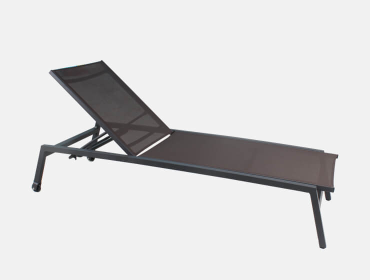 Black aluminum outdoor chaise lounge chair