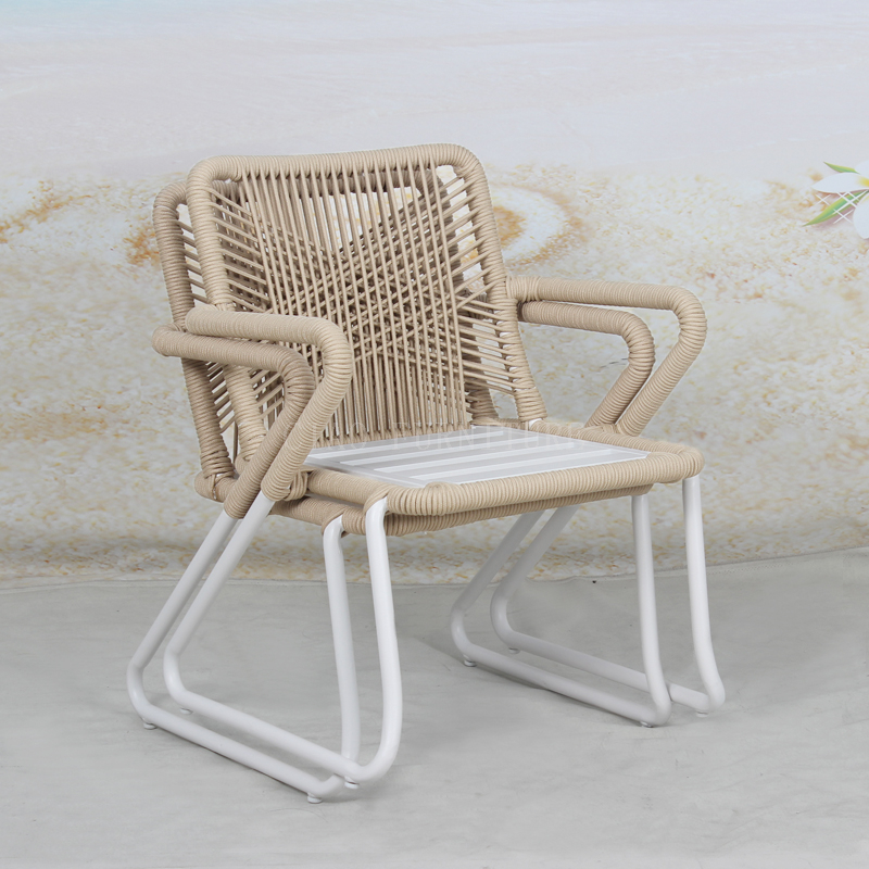 Rope weave beige hotel Outdoor chair