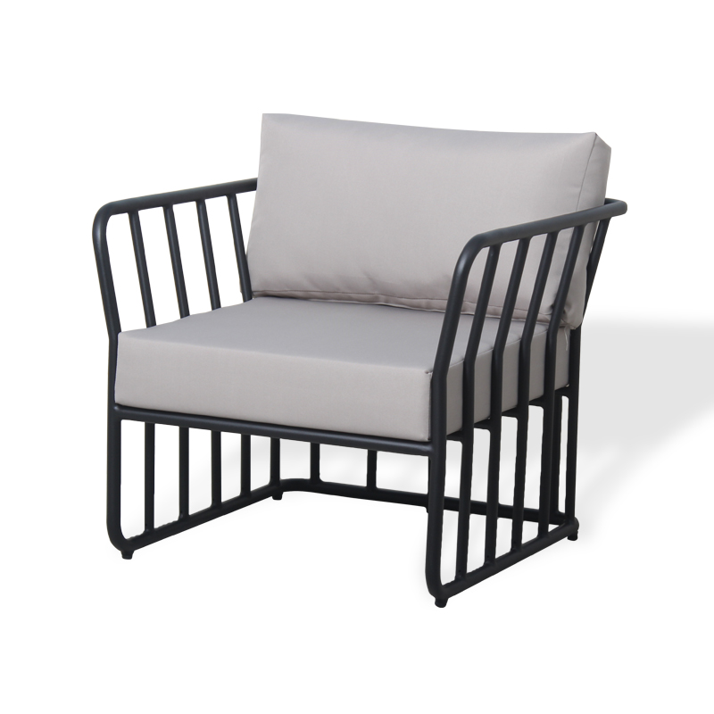 4-piece black aluminum garden sofa set