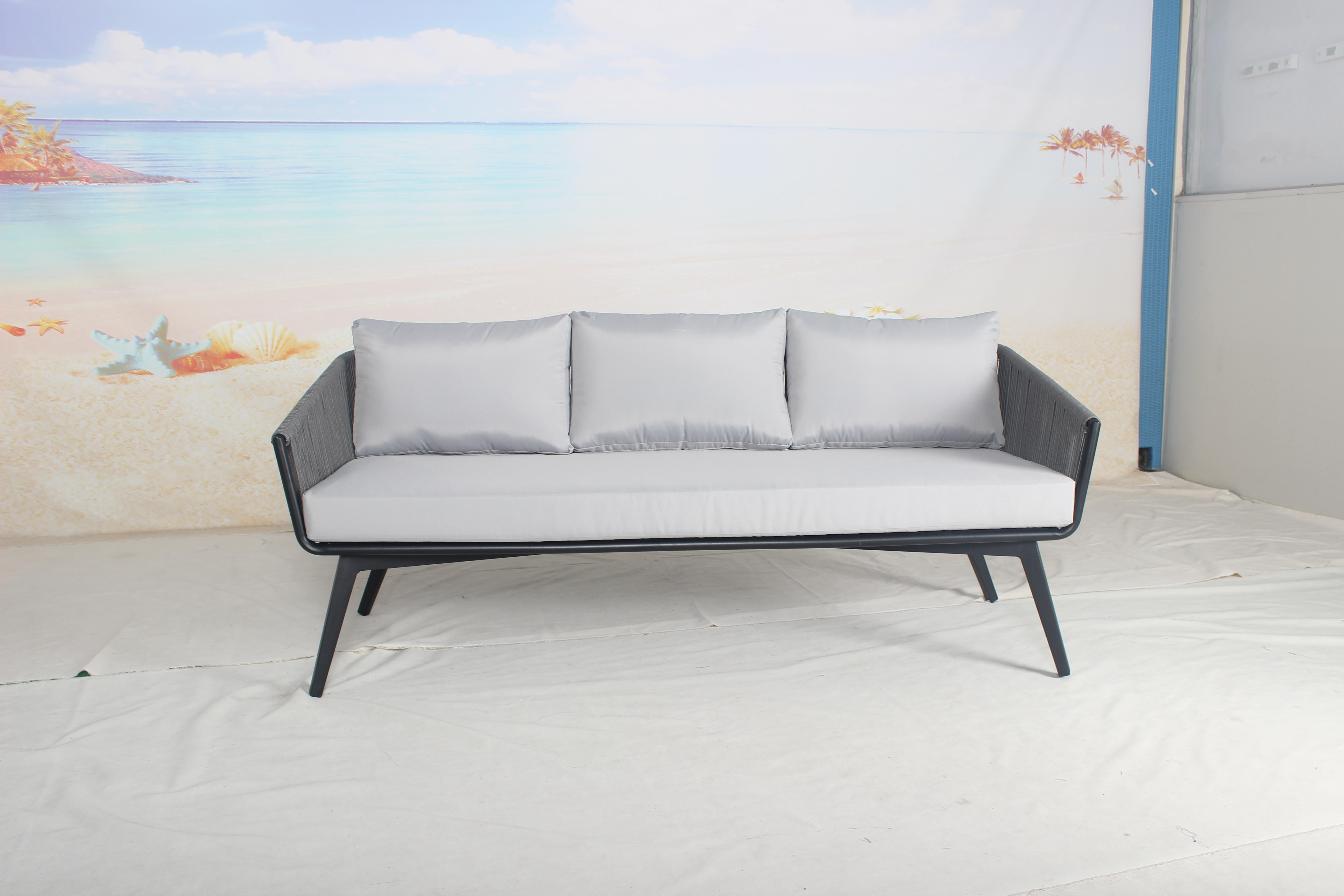 Modern grey aluminum outdoor sofa set