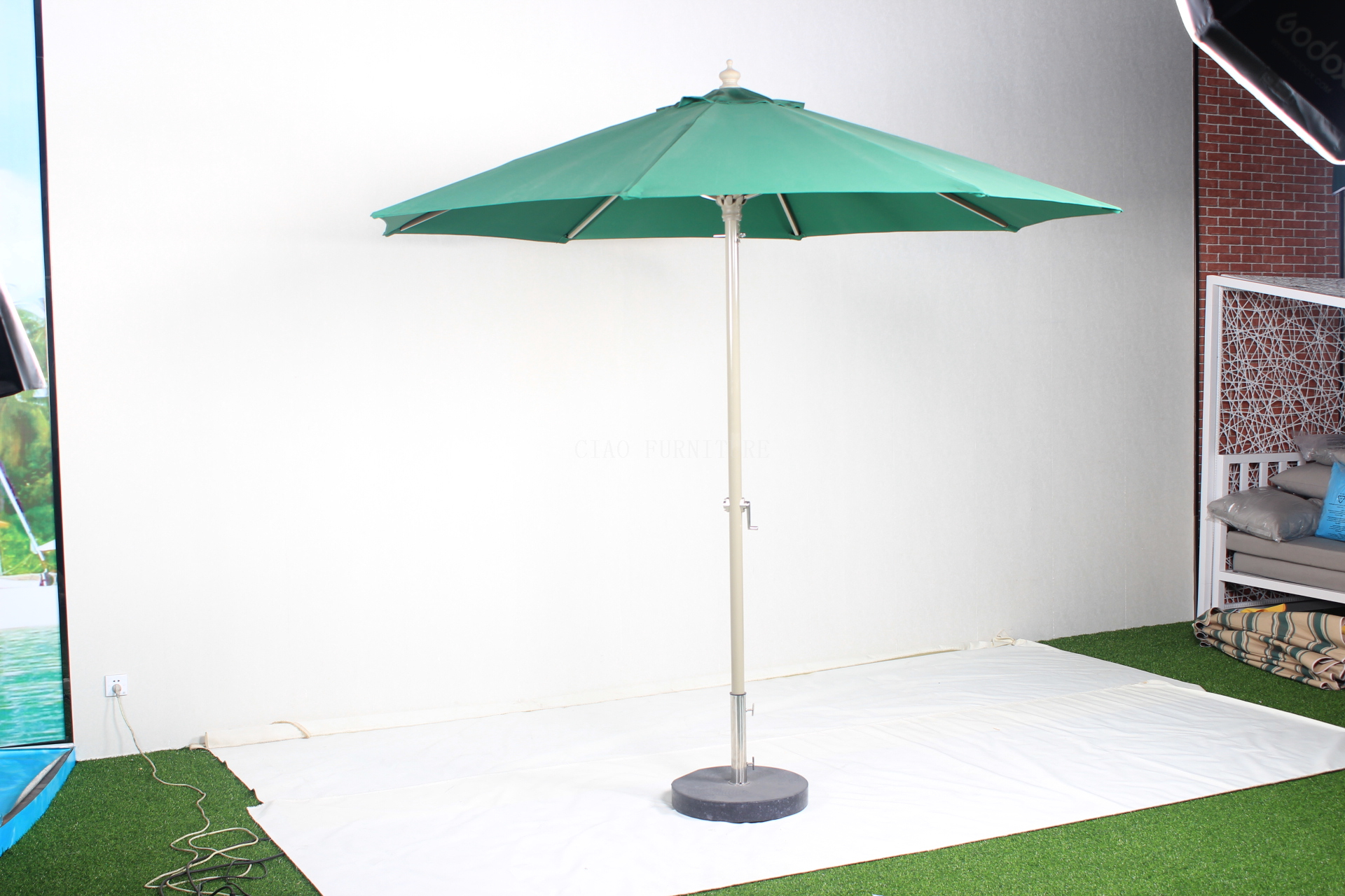 Green outdoor garden parasol umbrella