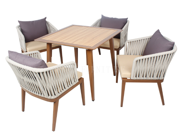 Modern restaurant outdoor coffee table chairs set 