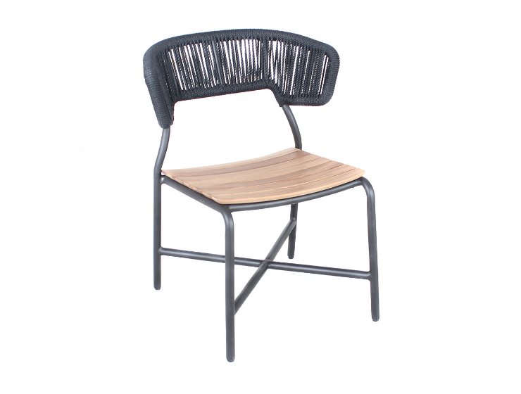 Black rope patio dining chair