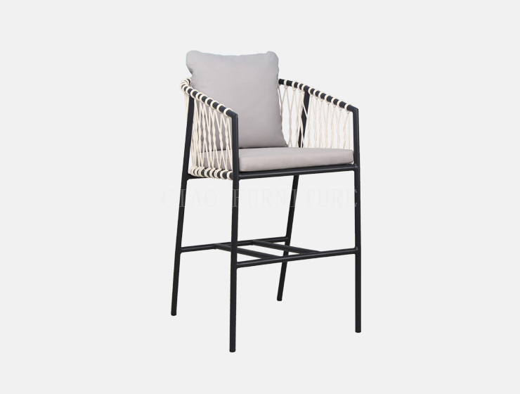 Rope weave simple outdoor bar chair