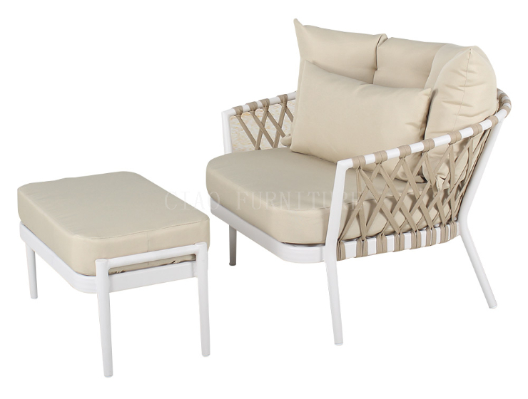 Aluminum single sofa chair with ottoman 