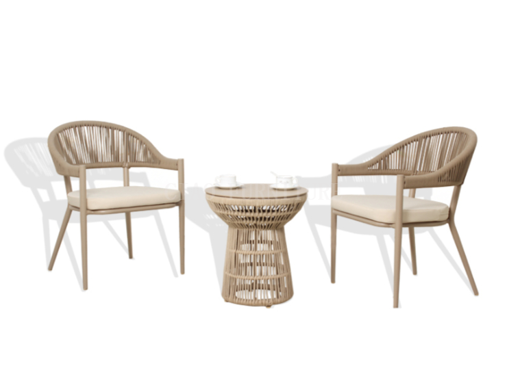 Outdoor rope bistro table chairs set 