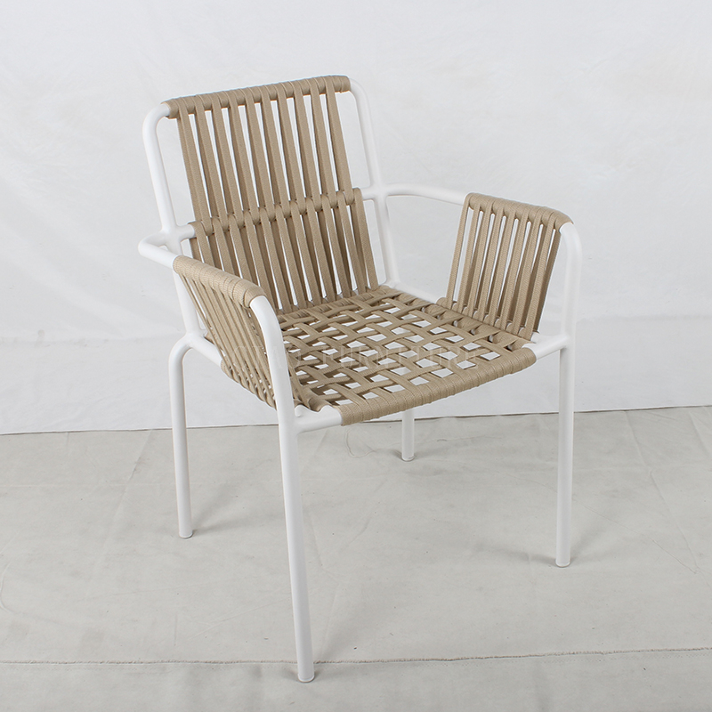 Belt braided beige simple outdoor single chair