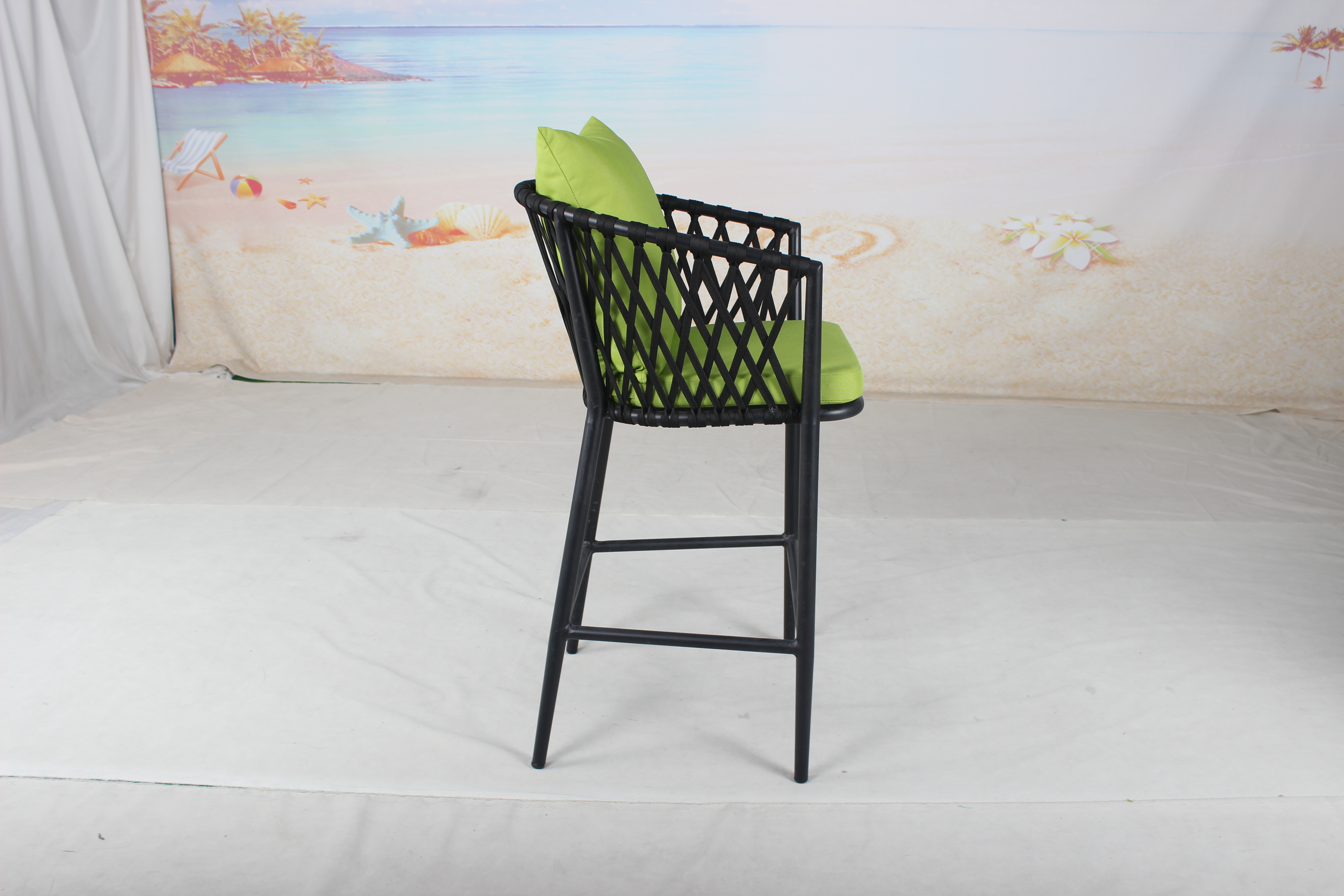 Black aluminum frame garden bar chair