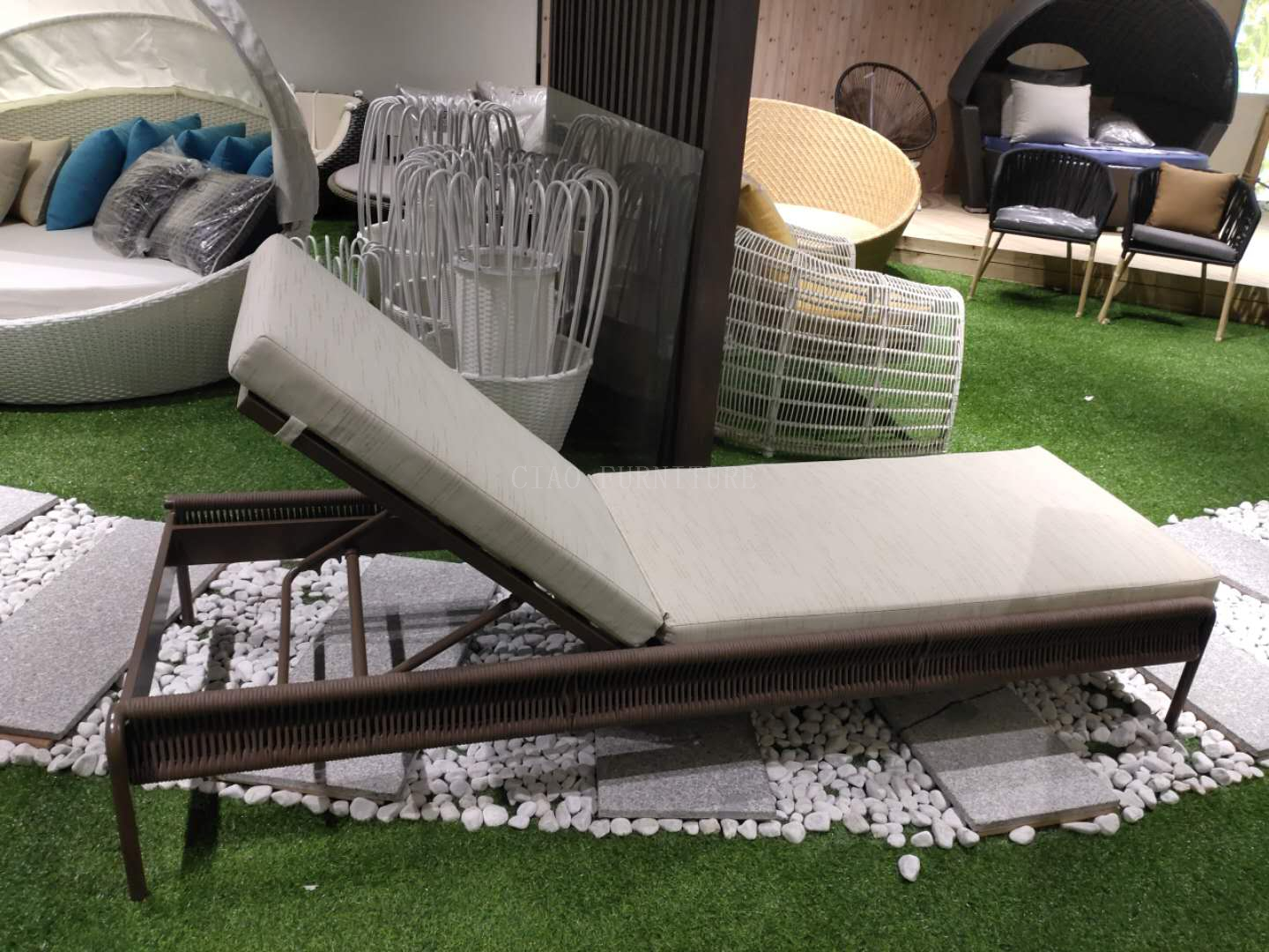 Hotel pool furniture rope outdoor chaise lounge 