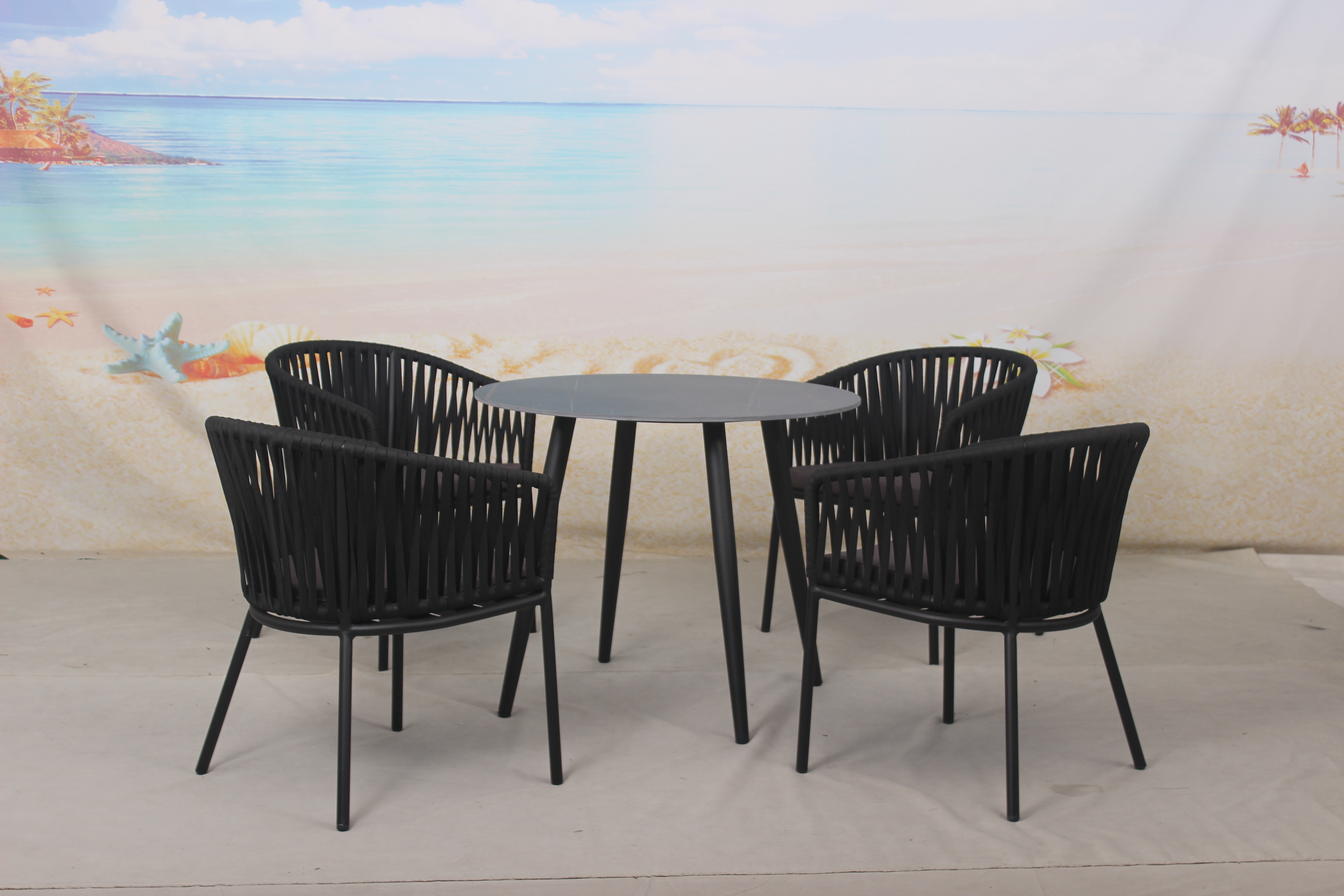 Patio rope dining chair set